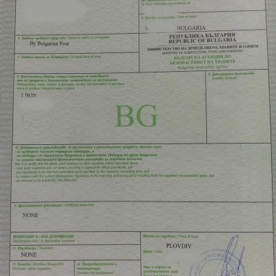 Phytosanitary certificate